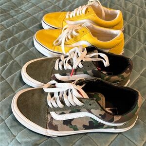Vans Yellow and Camo Sneakers